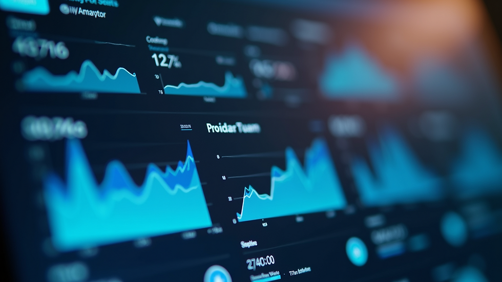 Close-up view of a digital marketing dashboard showing analytics and performance metrics