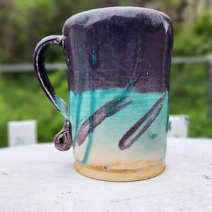 Blue and Purple glaze on mixed clay
