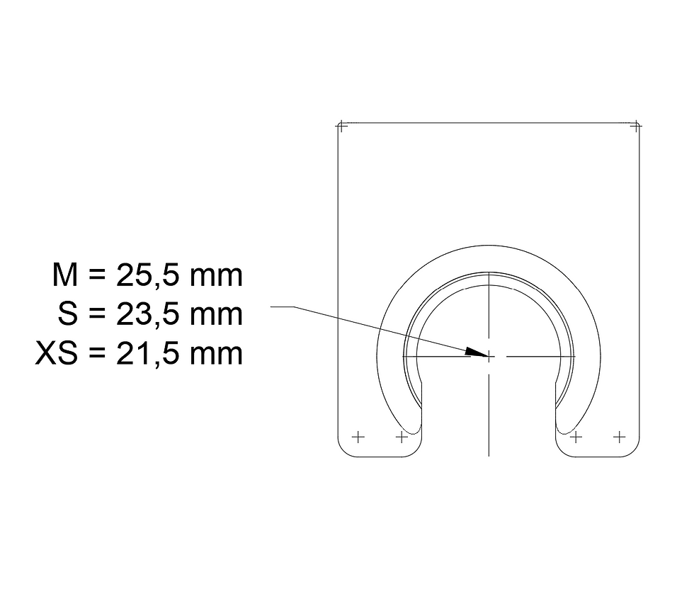 Thumbnail: Di-Dock Flex maatwijzer XS 21,5 S 23,5 M 25,5 mm