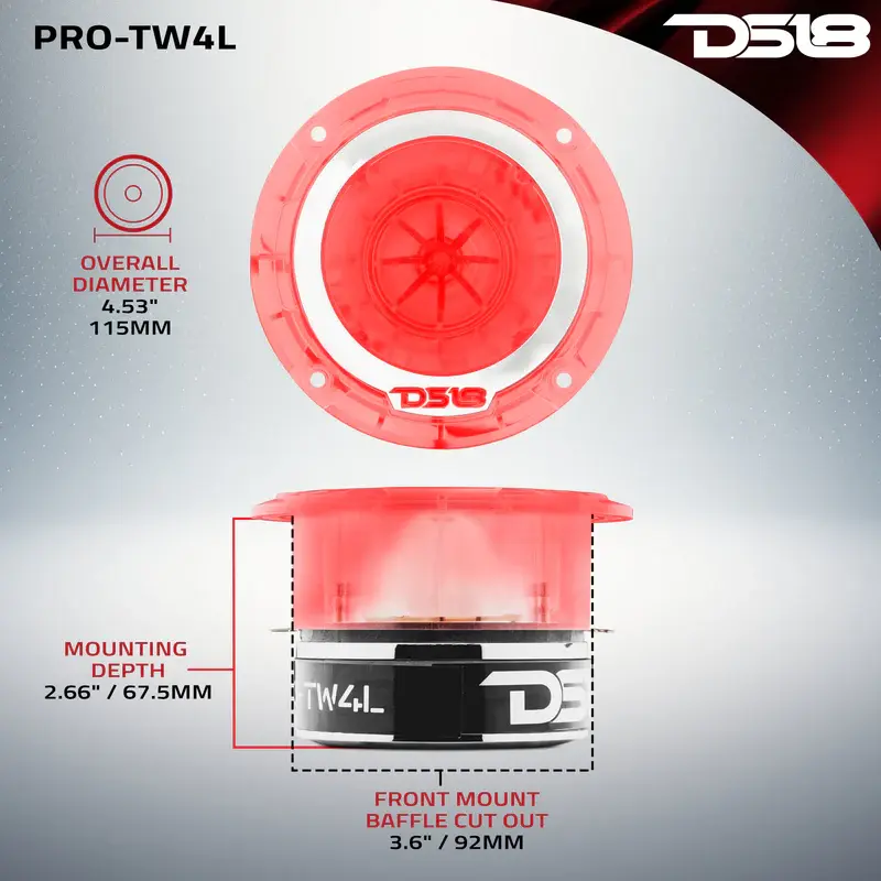 Thumbnail: 4.5" Super Bullet Tweeter 280 Watts 1.75" Titanium 4-Ohm Vc with RGB (PRO-TW4L)