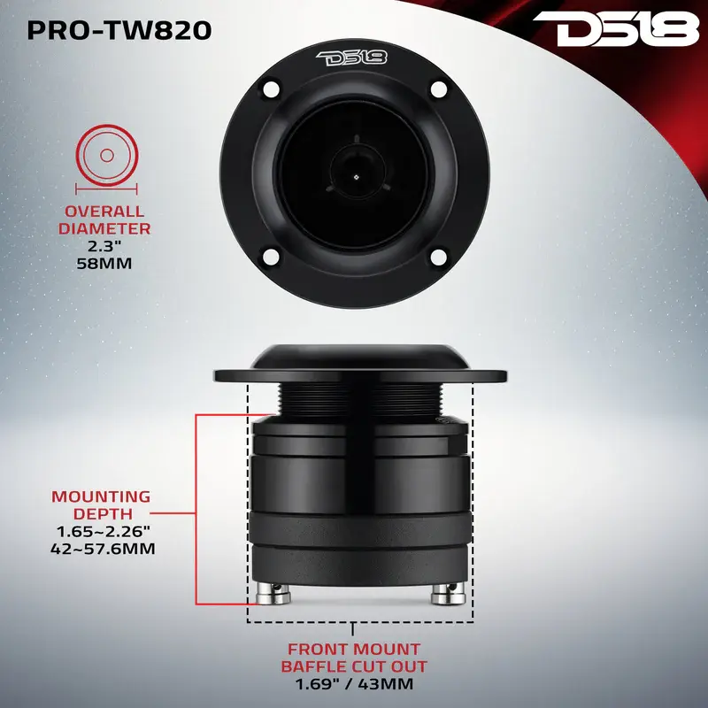 Thumbnail: 2.3" High Compression Neodymium Super Bullet Tweeter 100 Watts (PRO-TW820)