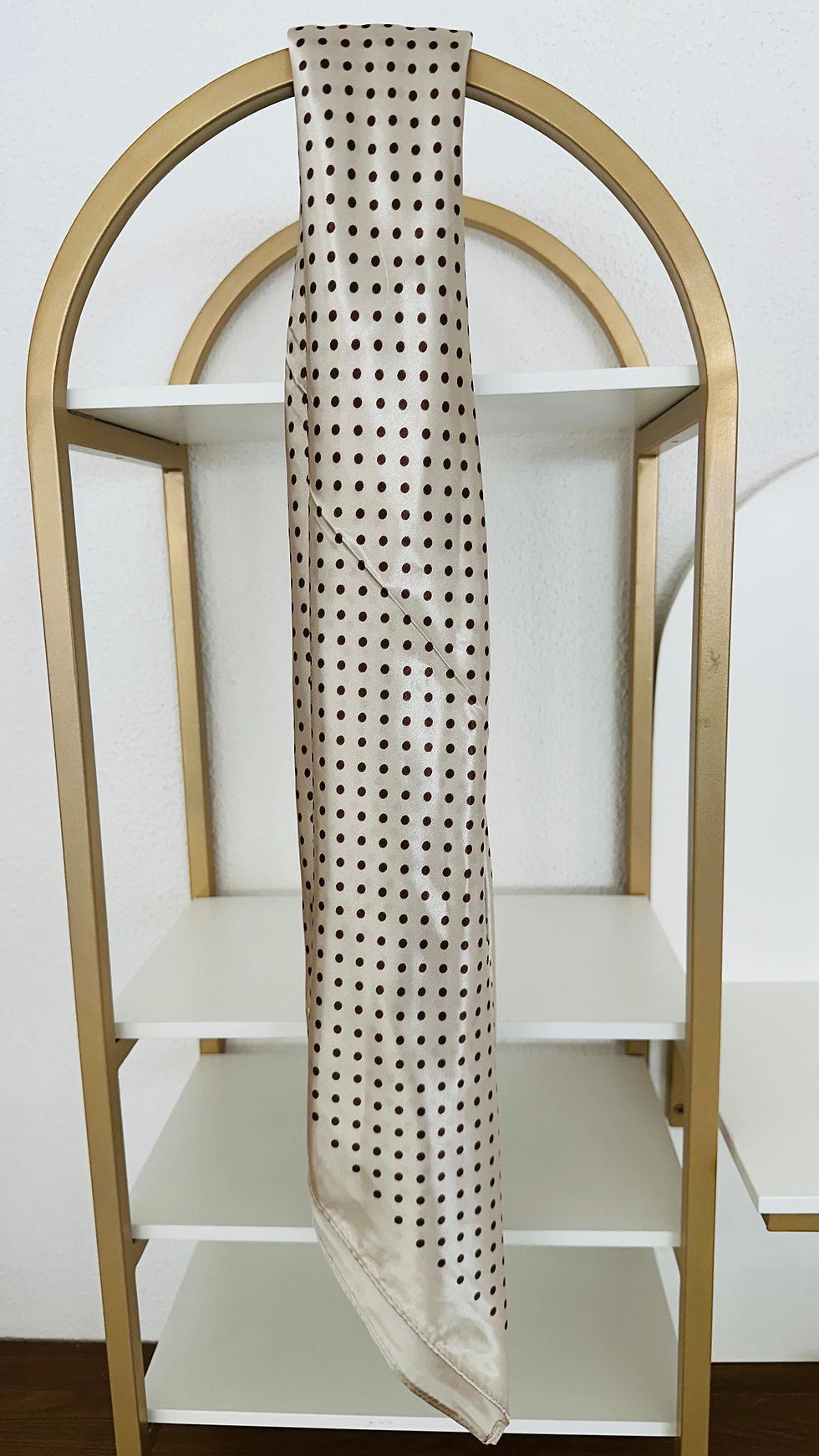 Miniatura: Lenço Poá Dourado com Bolinhas Marrons - 90x90