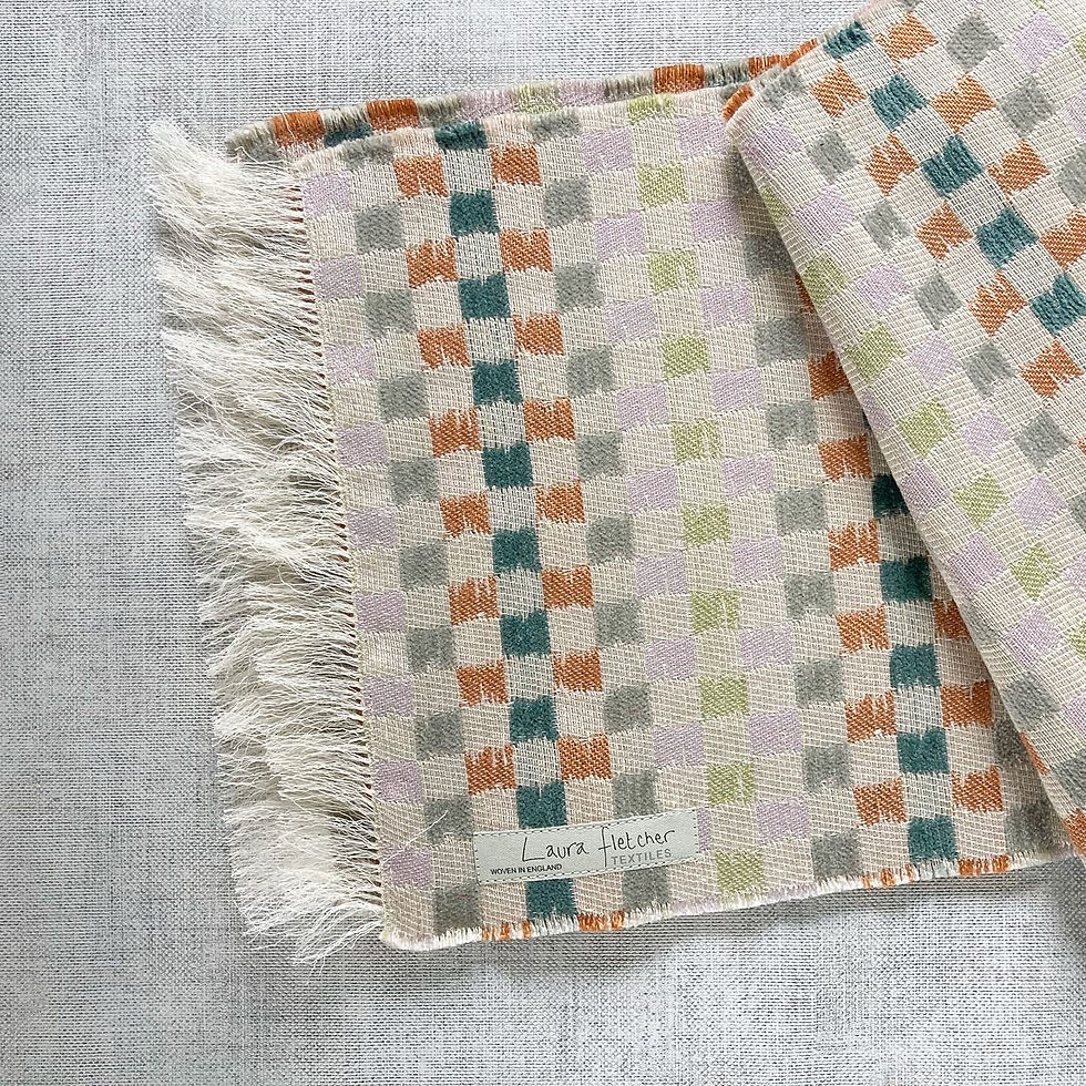 Thumbnail: Heather Check Scarf  -ginger/lime