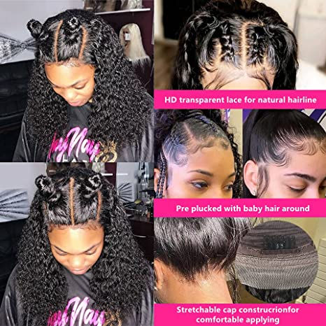 30' Inch Transparent Lace Front Wig, Kinky Curly
