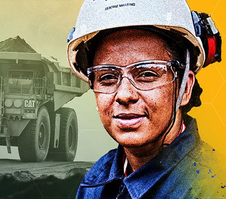 A ThinkBIG student technician working on Caterpillar equipment as part of Caterpillar's two-year dealer technician training program