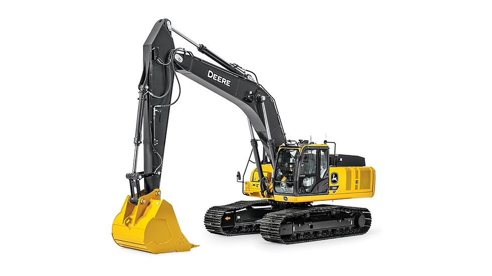 John Deere 350 P-Tier excavator on a construction jobsite, official John Deere product photo