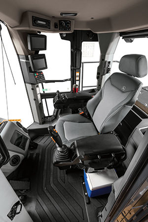 Kubota equipment cab interior with digital display supporting WorkSmart Telematics