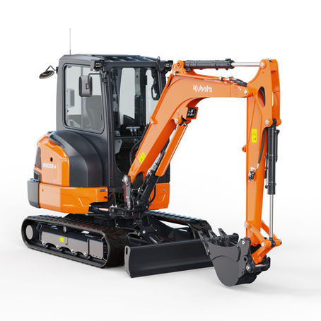Compact excavator running diesel power on a jobsite — diesel exhaust exposure has no dedicated OSHA permissible exposure limit for construction, unlike silica dust or lead