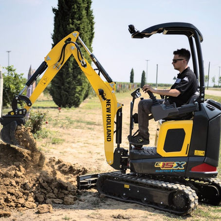 New Holland E15X electric mini excavator, official New Holland Construction press photo