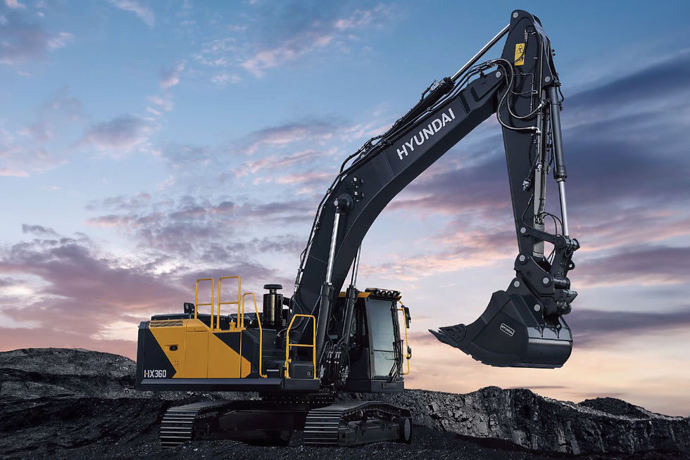 Hyundai HX360L crawler excavator digging on a jobsite