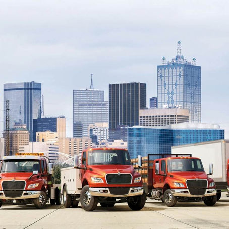 International MV Series vocational trucks. Air ride driver seats, stacked on top of air ride chassis suspension, give severe-duty truck drivers two independent layers of vibration isolation. Photo: International.
