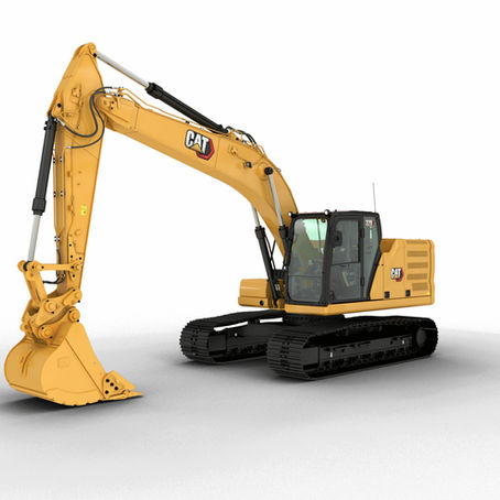 CAT 320 excavator on a dealer lot, representative of the kind of inventory dealers are motivated to move under floor plan curtailment pressure
