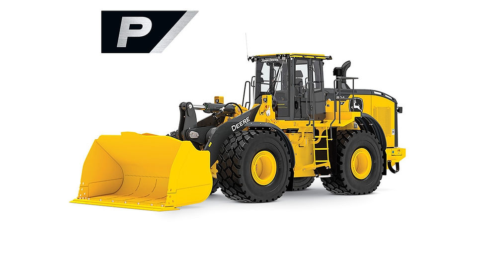 John Deere 824 P-Tier wheel loader working on a jobsite, official John Deere product photo