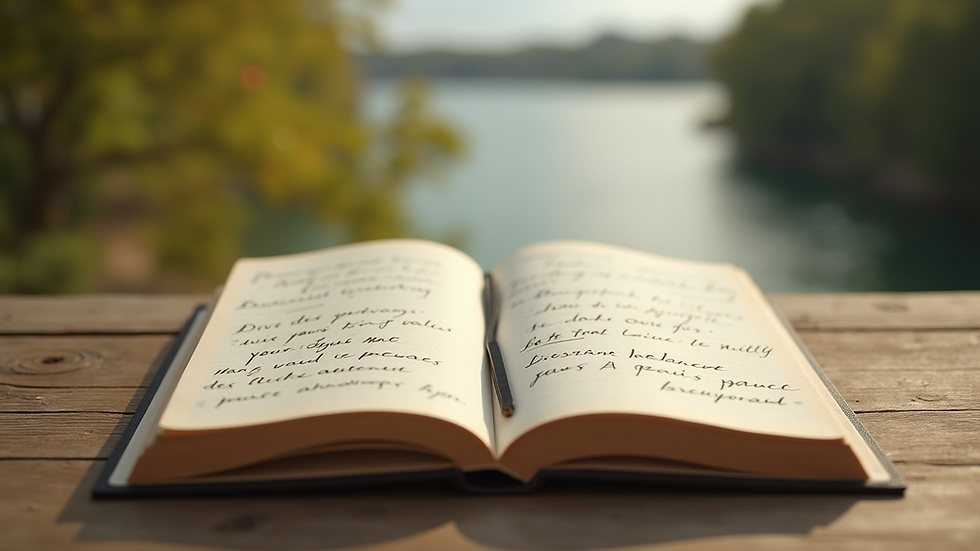 Vue rapprochée d’un carnet ouvert avec des notes manuscrites sur le bonheur