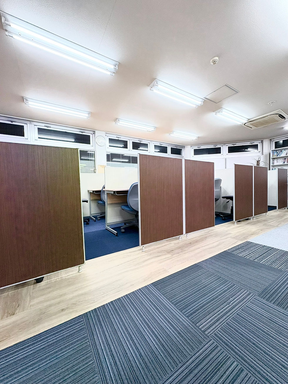 High angle view of a quiet and organized study room in a tutoring school
