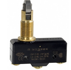 Microinterruptor con rodillo con botón transversal al cuerpo