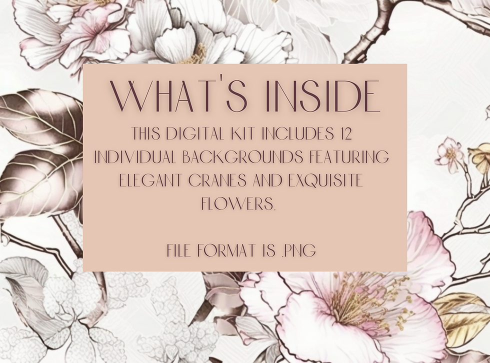 Thumbnail: Japanese Cranes and Flowers Digital Paper