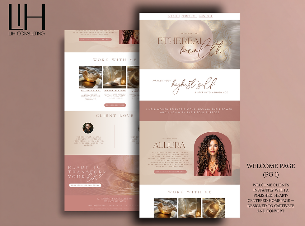 Thumbnail: Rosequartz and Gold Canva Website Template for Coaches and Healers