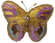 Pendiente artesanal con mariposa bordada - Iridiscente