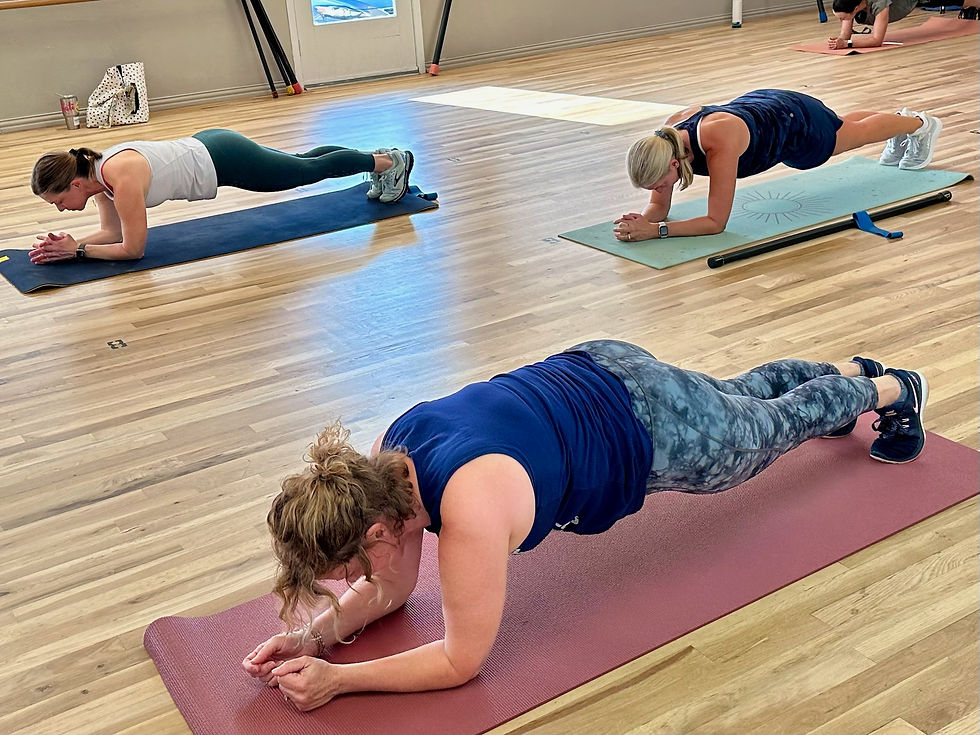 women working out and doing planks