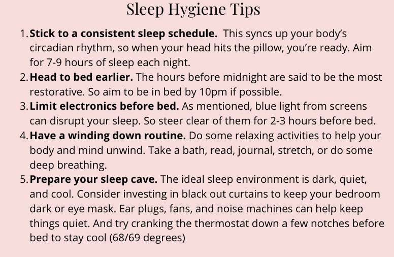 a list of ways to get better sleep