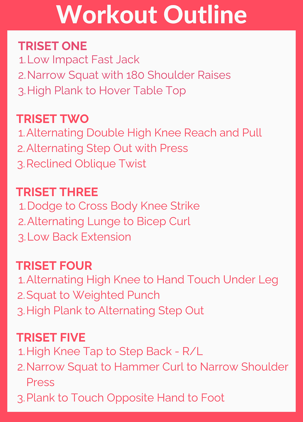 pink image detailing the exercises in the workout
