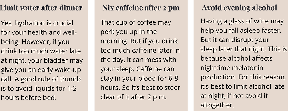 a list of diet and lifestyle tips to getter better sleep