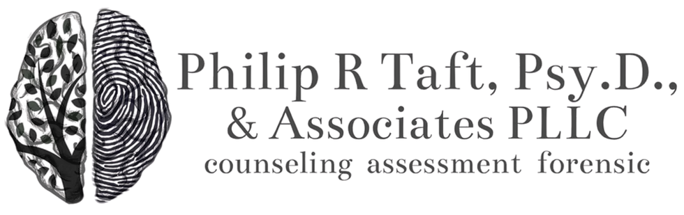 Philip R. Taft. P.E. Investigations logo with abstract background design.