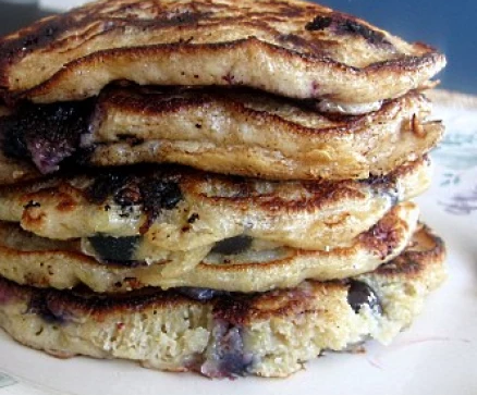 Banana Citrus Ricotta Protein Pancakes and Blueberry Fluff