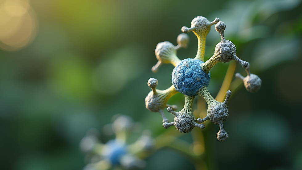 Close-up view of a molecular model representing the endocannabinoid system
