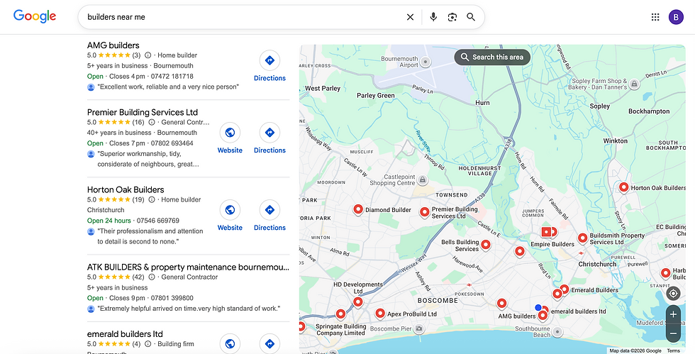 A list of 5 great trade business profiles on Google