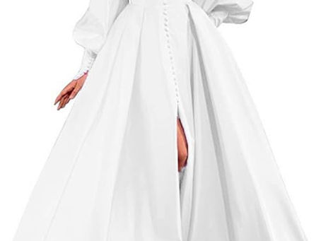 Stunning Puffy long Sleeve and Satin Wedding | Formal | Prom Dress