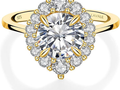 5 Gorgeous Gold Moissanite (Simulated diamond) promise and engagement rings.