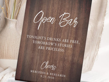 Charming Rustic Bar Signs to Elevate Your Wedding or Party Reception, Open Bar, Bar Menu and Signature Drinks Signs