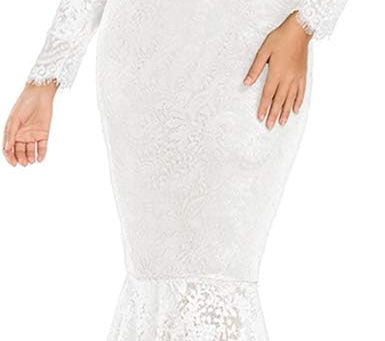 Women's Floral Lace Off Shoulder Wedding Mermaid Dress With Or Without Sleeves