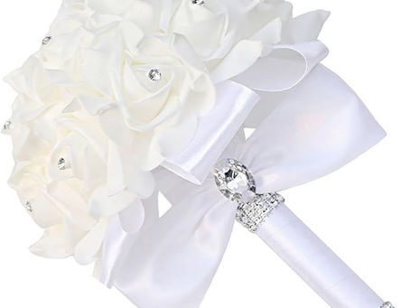 White Rhinestone and Silk Flower Bridal Bouquets: Timeless Elegance for Your Wedding Day