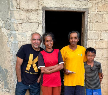 Family portrait outside their home