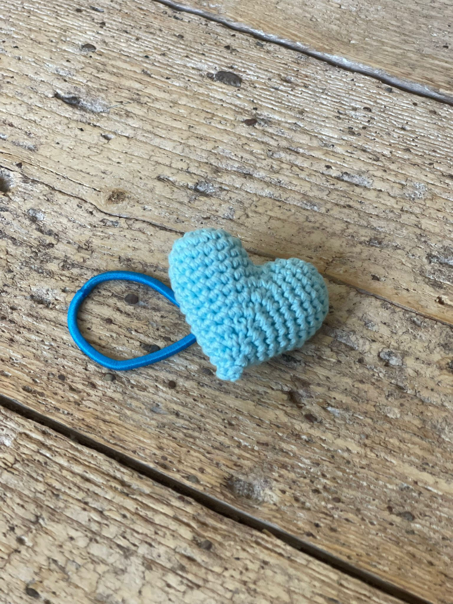 Crochet heart hair tie