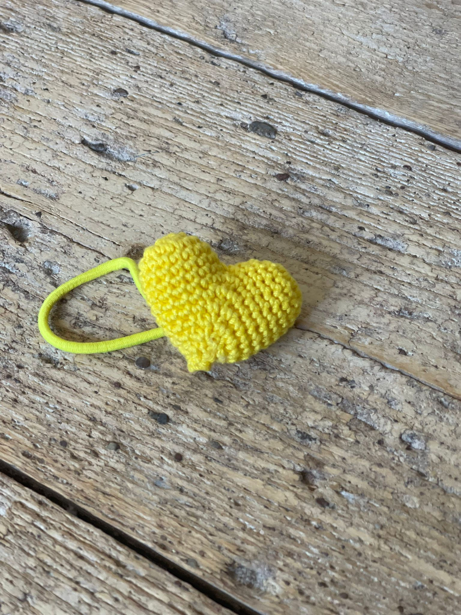 Crochet heart hair tie