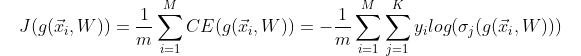 Generalisation of the Cost Function to multiple classes.