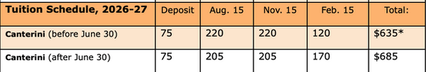 Canterini tuition schedule.png