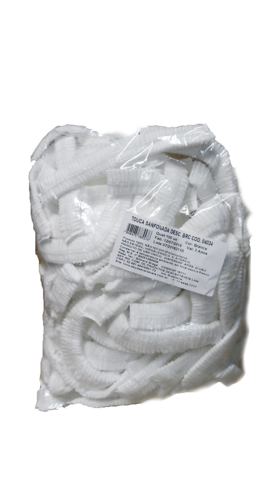 Touca Sanfonado G20 Branco PCT C/100und