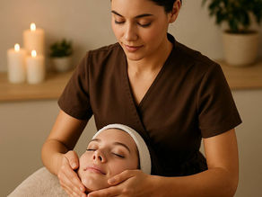 Photographie d’une séance de soins esthétiques à domicile, illustrant une candidate au CAP Esthétique en train de s’exercer sur un modèle. Cette image reflète une préparation pratique à domicile avec les produits disponibles chez WeDoSoin, grossiste esthétique spécialisé pour les étudiants et professionnels souhaitant s'entraîner à domicile en toute autonomie.