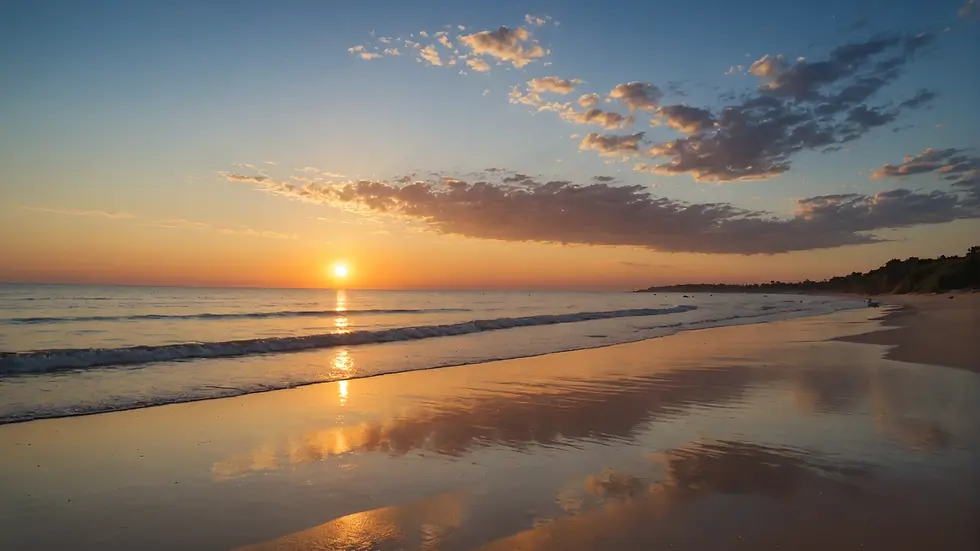 A beautiful sunset over a tranquil beach