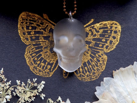 🎃 Halloween goth jewelry: They’re Back from the Dead, Ghostly Skull Necklaces