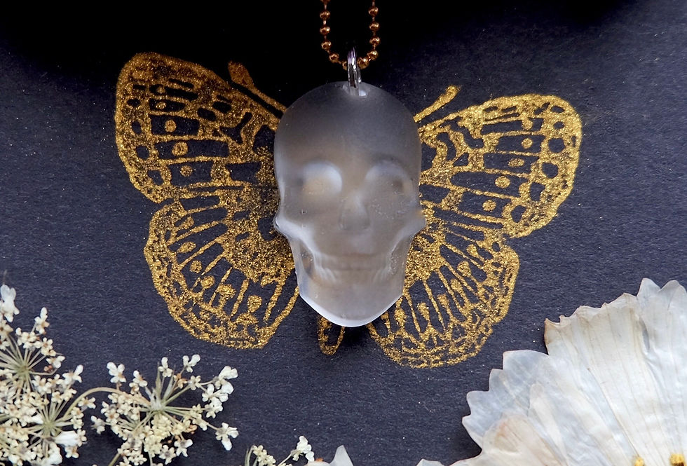 🎃 Halloween goth jewelry: They’re Back from the Dead, Ghostly Skull Necklaces