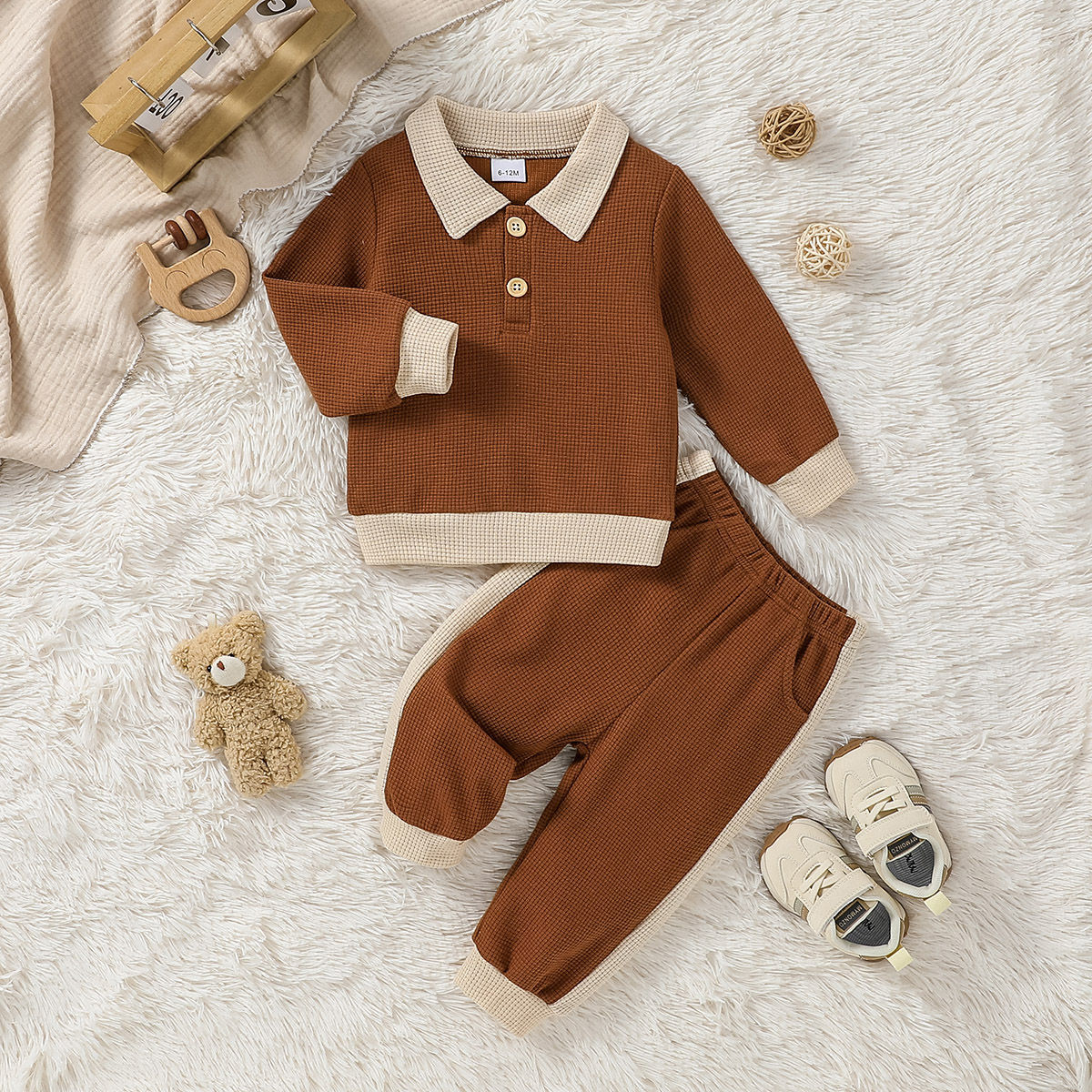 Conjunto de moletom e calça para bebês meninos de 6 meses a 4 anos, cor sólid