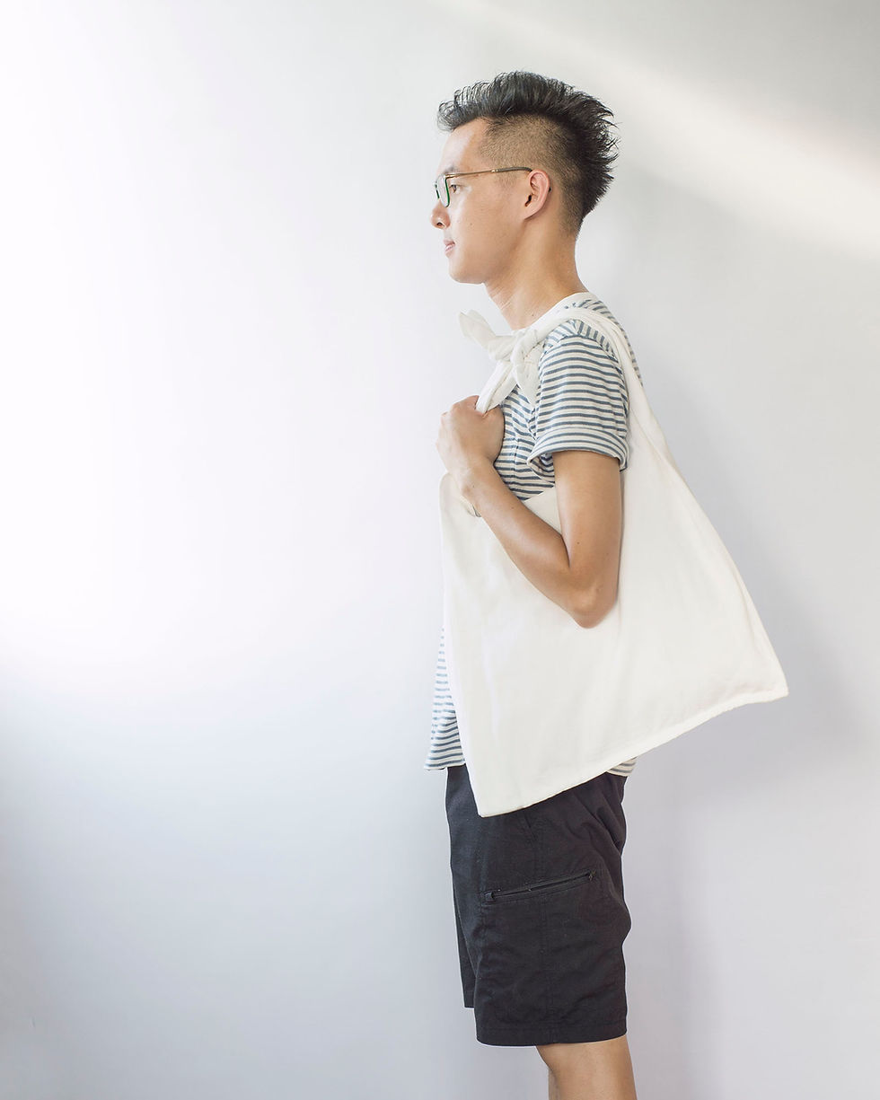 縮圖：Island Workbench 島中坊研 長洲 cheung chau lady girl gift 禮物 免郵 free shipping cotton linen 棉 麻 基本日常作 basic item 四帶 日常 袋 bag white 白