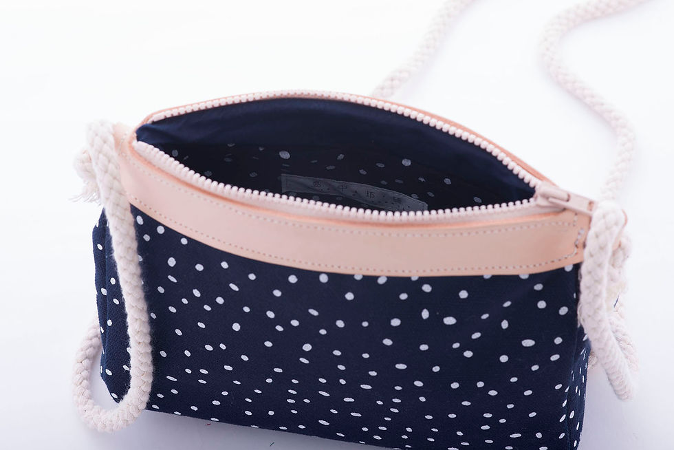 縮圖：Island Workbench Navy hand made bag 深藍 鹽花 袋 長洲 皮 皮革 帆布 canvas cheung chau
