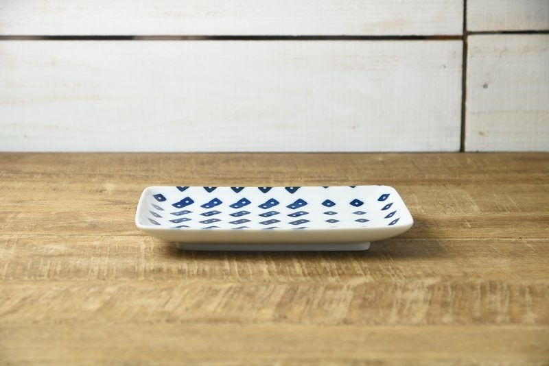 縮圖：YAMANI 美濃燒 21cm 方碟 [方點花紋] 日本製造